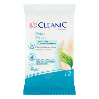 Cleanic, chusteczki do higieny intymnej, biodegradowalne, Extra Fresh, 10 sztuk - zdjęcie produktu