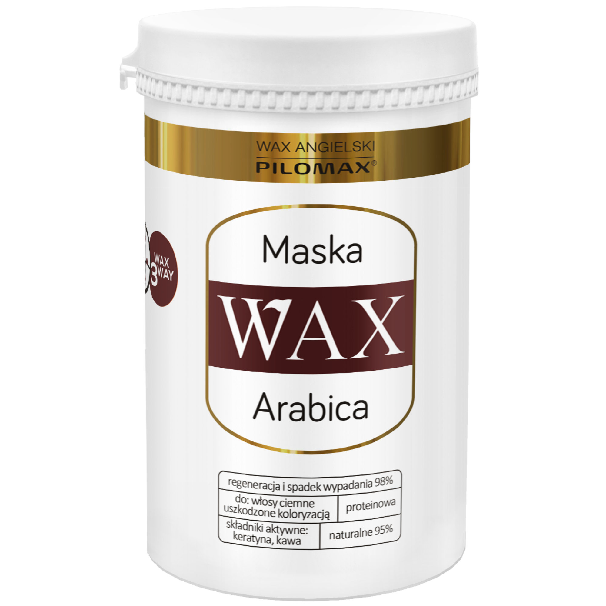 Nieznana WAX Pilomax, Colour Care, Arabica, maska regenerująca do włosów farbowanych ciemnych, 480 ml