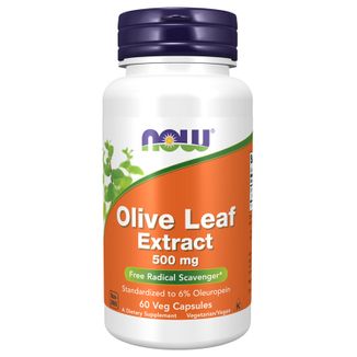 Now Foods Olive Leaf Extract 500 mg, liść oliwny, 60 kapsułek wegańskich - zdjęcie produktu