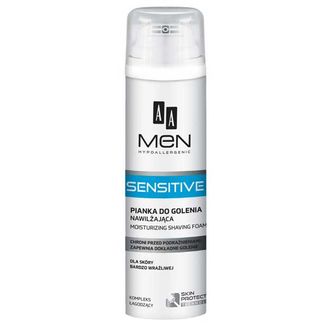 AA Men Sensitive, pianka do golenia nawilżająca, 250 ml - zdjęcie produktu