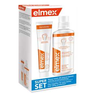 Zestaw Elmex Przeciw Próchnicy, płyn do płukania jamy ustnej, 400 ml + pasta do zębów, 75 ml - zdjęcie produktu