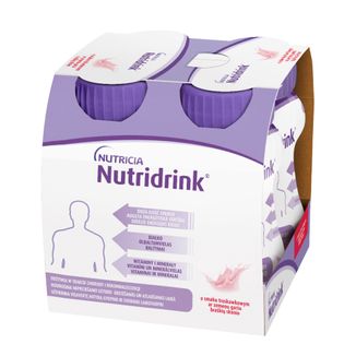 Nutridrink, preparat odżywczy, smak truskawkowy, 4 x 125 ml USZKODZONE OPAKOWANIE - zdjęcie produktu