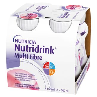 Nutridrink Multi Fibre, preparat odżywczy, smak truskawkowy, 4 x 125 ml KRÓTKA DATA - zdjęcie produktu