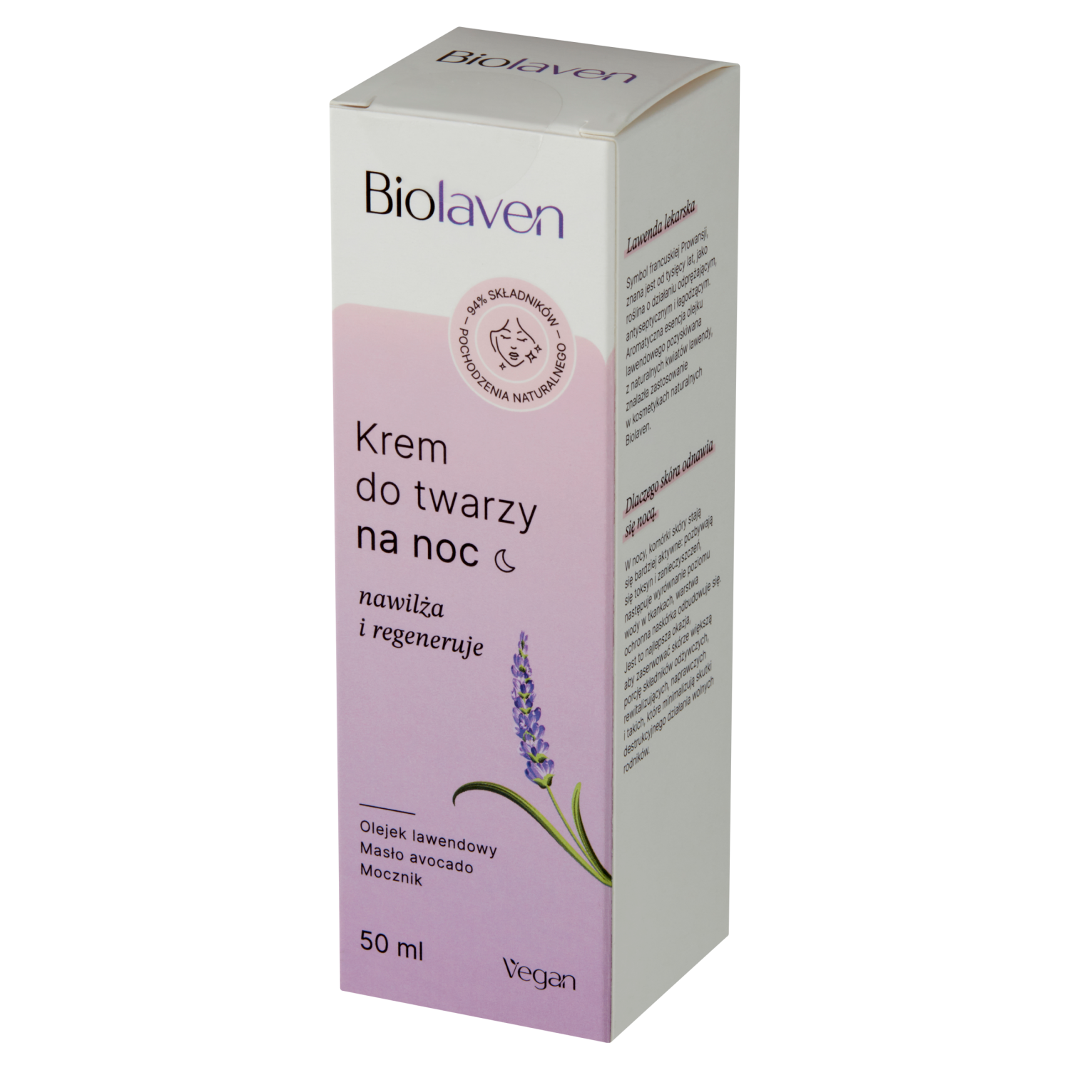 Biolaven Biolaven, krem do twarzy, nawilża i regeneruje, na noc, 50 ml — Składniki i ocena