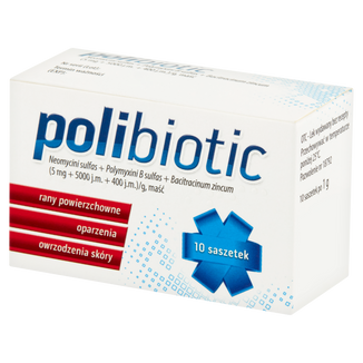Polibiotic 5 mg + 5000j.m + 400j.m, maść, 10 saszetek po 1 g - zdjęcie produktu