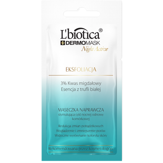 L'Biotica Dermomask Night Active, maseczka naprawcza, eksfoliacja, 12 ml - zdjęcie produktu