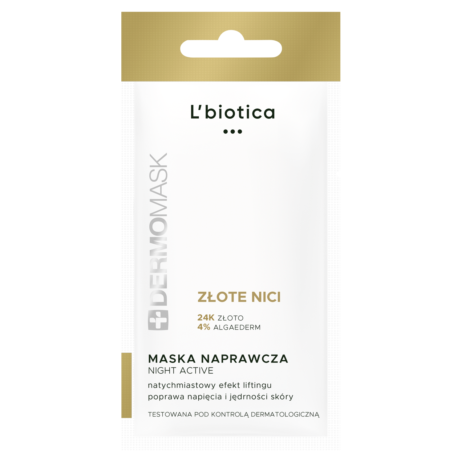 Dermomask L'Biotica Dermomask Night Active, maseczka naprawcza, złote nici, 12 ml — Inhaltsstoffe und Bewertung