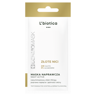 L'Biotica Dermomask Night Active, maseczka naprawcza, złote nici, 12 ml - zdjęcie produktu