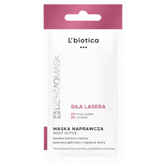 L'Biotica Dermomask Night Active, maseczka naprawcza, siła lasera, 12 ml - zdjęcie produktu