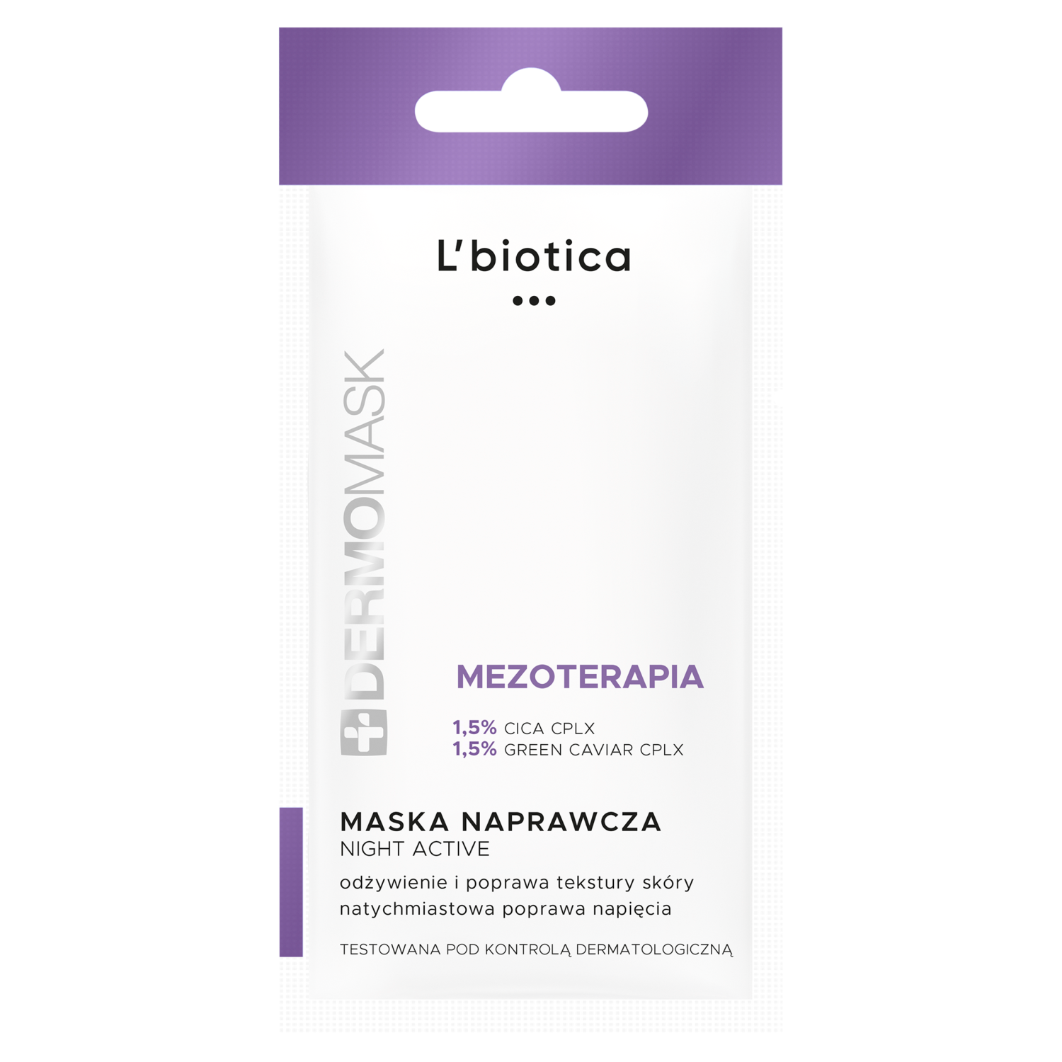 Dermomask L'Biotica Dermomask Night Active, maseczka naprawcza, mezoterapia, 12 ml — Inhaltsstoffe und Bewertung