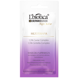L'Biotica Dermomask Night Active, maseczka naprawcza, mezoterapia, 12 ml L'Biotica Dermomask Night Active, maseczka naprawcza, mezoterapia, 12 ml - zdjęcie produktu