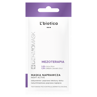 L'Biotica Dermomask Night Active, maseczka naprawcza, mezoterapia, 12 ml - zdjęcie produktu