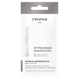 L'Biotica Dermomask Night Active, maseczka naprawcza, wypełnienie zmarszczek, 12 ml - zdjęcie produktu