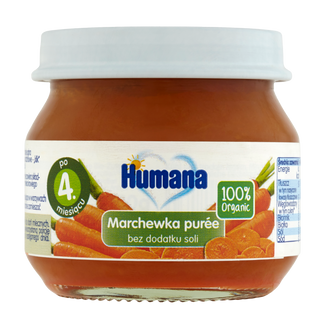 Humana 100% Organic, Danie Marchewka puree, po 4 miesiącu, 80 g - zdjęcie produktu