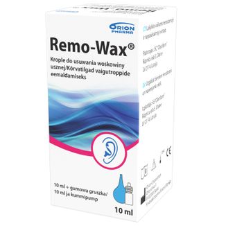 Remo-Wax, krople do usuwania woskowiny usznej, 10 ml + gumowa gruszka USZKODZONE OPAKOWANIE - zdjęcie produktu