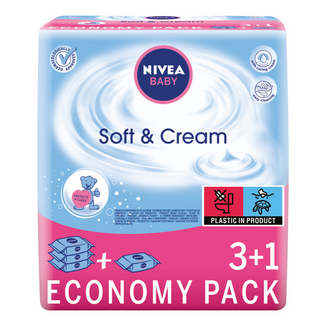 Nivea Baby Soft&Cream, chusteczki nawilżane, 4 x 63 sztuki - zdjęcie produktu