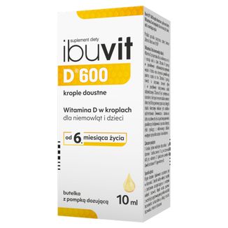 Ibuvit D 600, witamina D dla niemowląt i dzieci, krople doustne, 10 ml - zdjęcie produktu