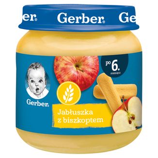 Gerber, Deser, jabłuszka z biszkoptem, po 6 miesiącu, 125 g - zdjęcie produktu