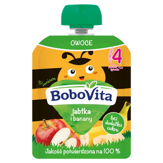BoboVita Mus w tubce, jabłka i banany, po 4 miesiącu, 80 g - zdjęcie produktu
