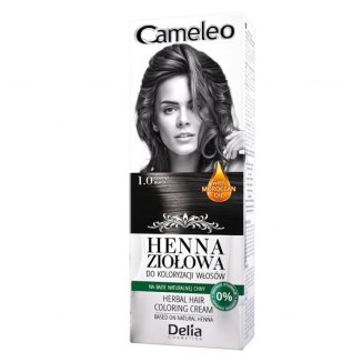Delia Cameleo, ziołowy krem koloryzujący Henna Ziołowa, nr 1.0, odcień czerń, 75 g - zdjęcie produktu