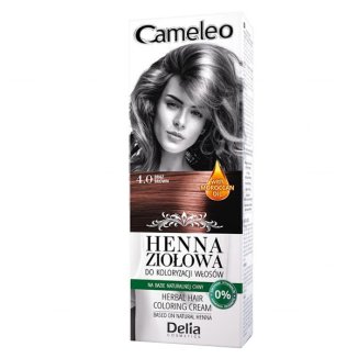 Delia Cameleo, ziołowy krem koloryzujący Henna Ziołowa, nr 4.0, odcień brąz, 75 g - zdjęcie produktu