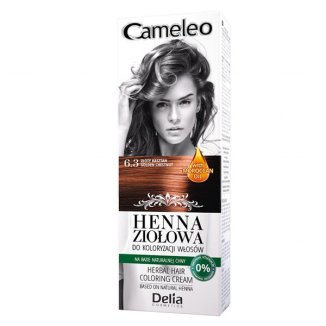 Delia Cameleo, ziołowy krem koloryzujący Henna Ziołowa, nr 6.3, odcień złoty kasztan, 75 g - zdjęcie produktu
