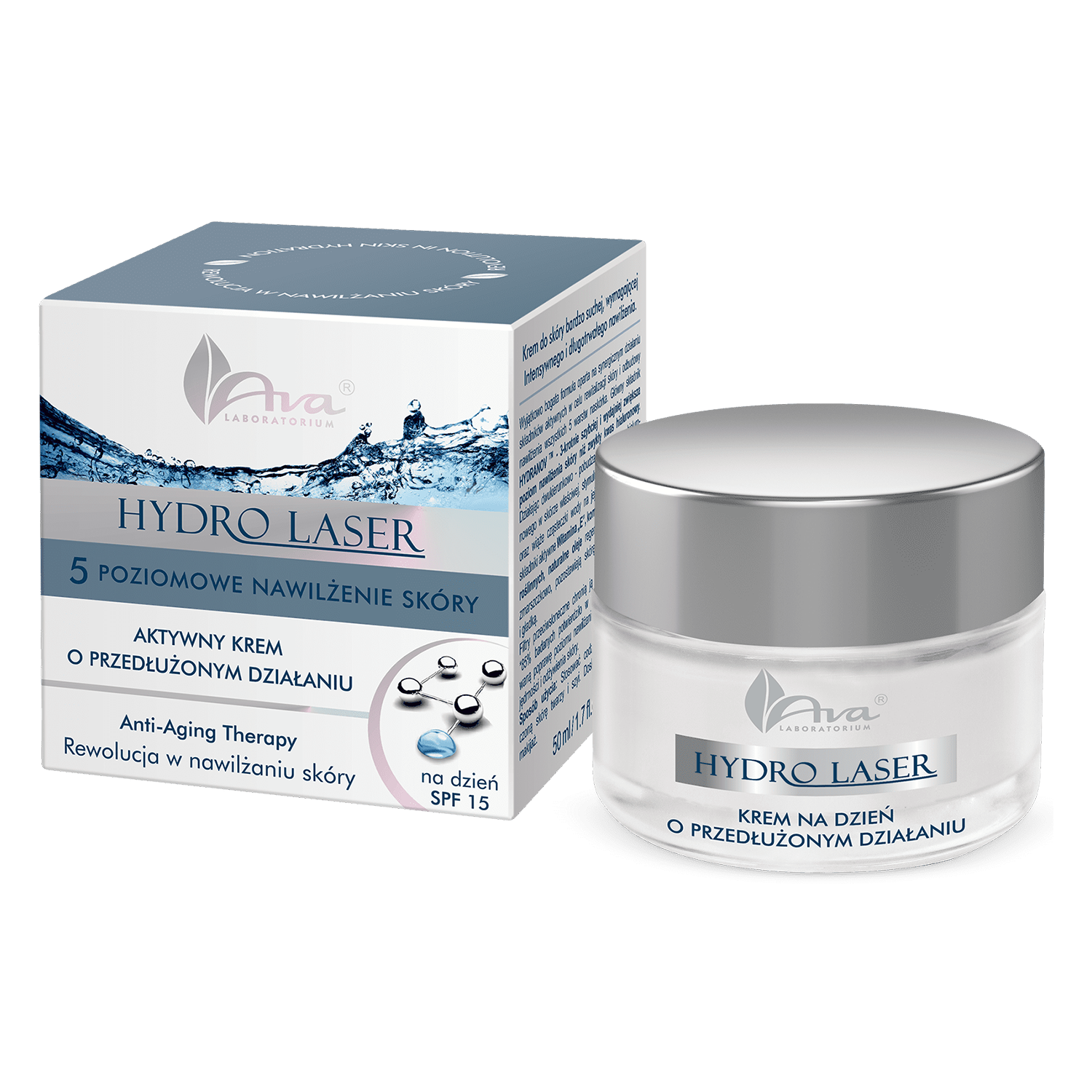 Nieznana Ava Hydro Laser, aktywny krem o przedłużonym działaniu na dzień SPF 15, 50 ml