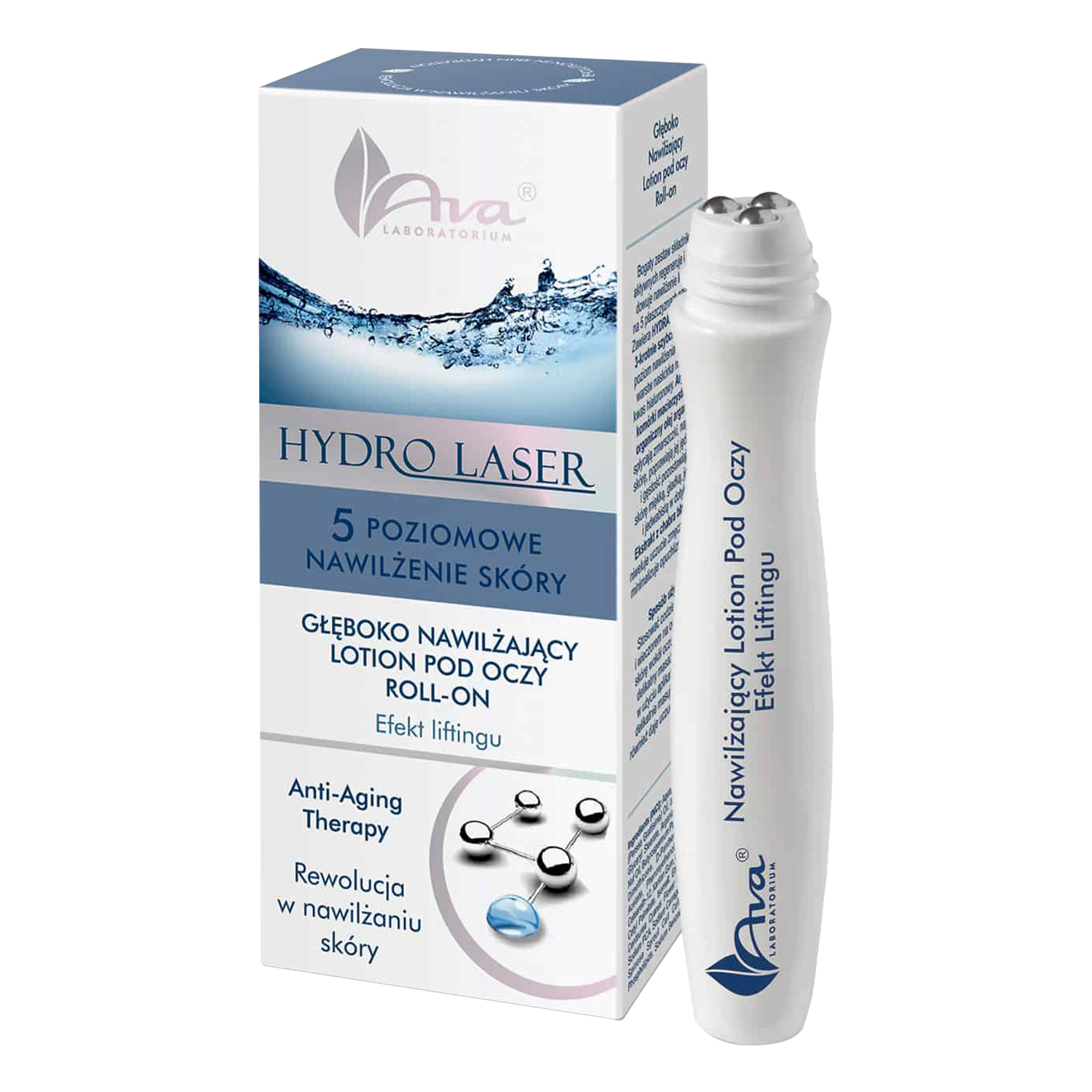 Nieznana Ava Hydro Laser, głęboko nawilżający lotion pod oczy, roll-on, 15 ml