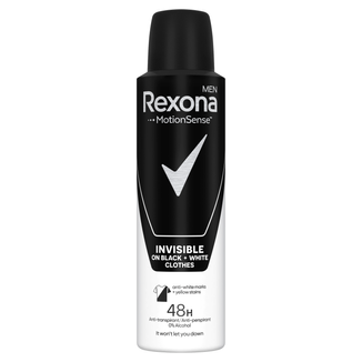 Rexona Men, antyperspirant w aerozolu, Invisible Black&White, 150 ml - zdjęcie produktu