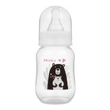 Akuku, butelka wąskootworowa, z silikonowym, okrągłym smoczkiem o wolnym przepływie, Misio, A0004, od urodzenia, 125 ml - miniaturka zdjęcia produktu