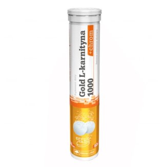 Olimp, Gold L-karnityna 1000 + chrom, smak pomarańczowy, 20 tabletek musujących - zdjęcie produktu
