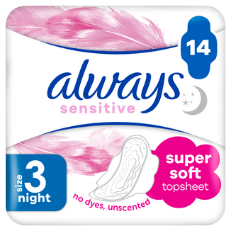 Always Sensitive Night, podpaski ze skrzydełkami, 14 sztuk - zdjęcie produktu