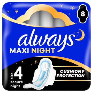 Always Maxi Night, podpaski higieniczne, ze skrzydełkami, na noc, 8 sztuk - zdjęcie produktu