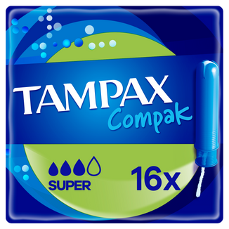 Tampax Compak, tampony higieniczne z aplikatorem, Super, 16 sztuk - zdjęcie produktu