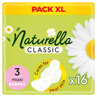 Naturella Classic, podpaski ze skrzydełkami, rumianek, Maxi, 16 sztuk - zdjęcie produktu