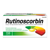 Rutinoscorbin 25 mg + 100 mg, 150 tabletek powlekanych Rutinoscorbin 25 mg + 100 mg, 150 tabletek powlekanych - miniaturka zdjęcia produktu