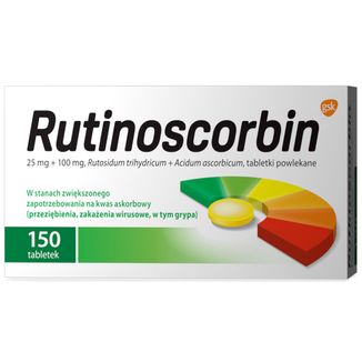 Rutinoscorbin 25 mg + 100 mg, 150 tabletek powlekanych - zdjęcie produktu