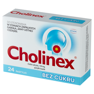 Cholinex 150 mg, bez cukru, 24 pastylki do ssania KRÓTKA DATA - zdjęcie produktu