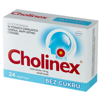 Cholinex 150 mg, bez cukru, 24 pastylki do ssania USZKODZONE OPAKOWANIE - zdjęcie produktu