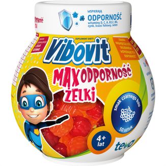 Vibovit Max Odporność Żelki, powyżej 4 lat, smak czarnego bzu, 50 sztuk - zdjęcie produktu