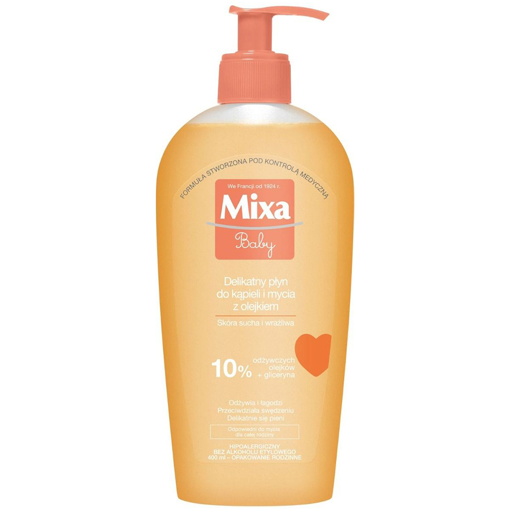 Mixa Baby, Öl als Schaum für das Bad und für die Dusche für Kinder, 400 ml