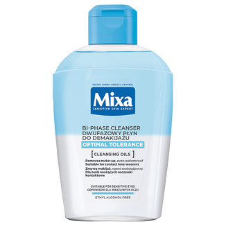 Mixa Optimal Tolerance, płyn dwufazowy do demakijażu oczu, bardzo wrażliwe oczy, 125 ml - zdjęcie produktu