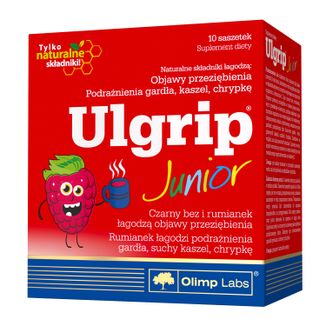 Olimp Ulgrip Junior, smak malinowy, 10 saszetek - zdjęcie produktu
