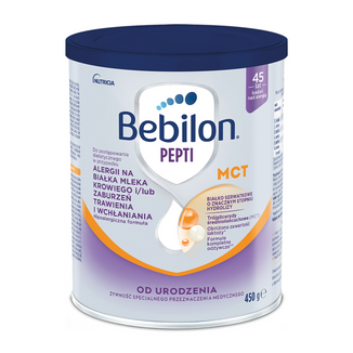 Bebilon Pepti MCT, dla niemowląt w przypadku alergii na białka mleka krowiego i/lub zaburzeń trawienia i wchłaniania, od urodzenia, 450 g - zdjęcie produktu