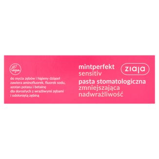 Ziaja Mintperfekt Sensitiv, pasta stomatologiczna do zębów, zmniejszająca nadwrażliwość, 75 ml USZKODZONE OPAKOWANIE - zdjęcie produktu