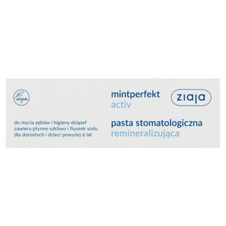 Ziaja Mintperfekt Activ, pasta stomatologiczna do zębów, remineralizująca, 75 ml USZKODZONE OPAKOWANIE - zdjęcie produktu