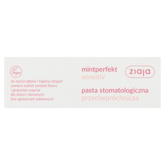 Ziaja Mintperfekt Sensitiv, pasta stomatologiczna do zębów, przeciwpróchnicza, bez fluoru, 75 ml USZKODZONE OPAKOWANIE - zdjęcie produktu