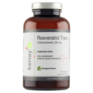 Kenay Resveratrol Trans Zmikronizowany 200 mg, 300 kapsułek vege - zdjęcie produktu