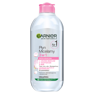 Garnier, płyn micelarny 3w1, skóra wrażliwa, 400 ml - zdjęcie produktu