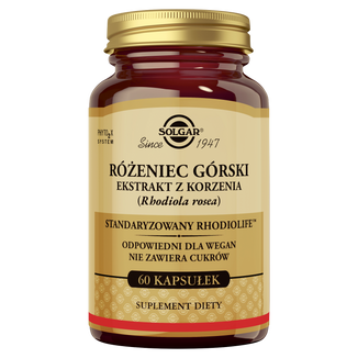 Solgar Rhodiola Rosea, różeniec górski, 60 kapsułek - zdjęcie produktu